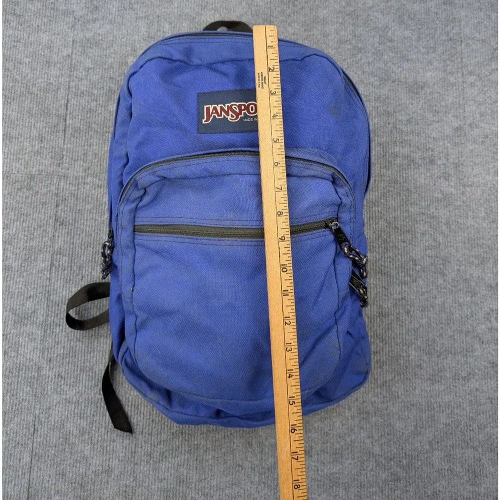 Vintage Jansport Backpack USA Made Blue 90s 1994 School Canvas Book Bag Zip